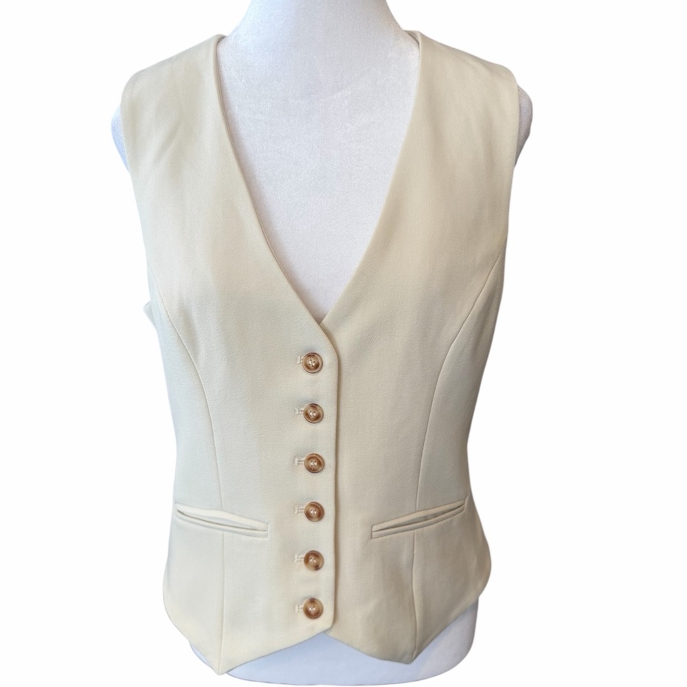 Heartloom Cream Button Up Stretch Vest Women's Size Medium New With Tags!